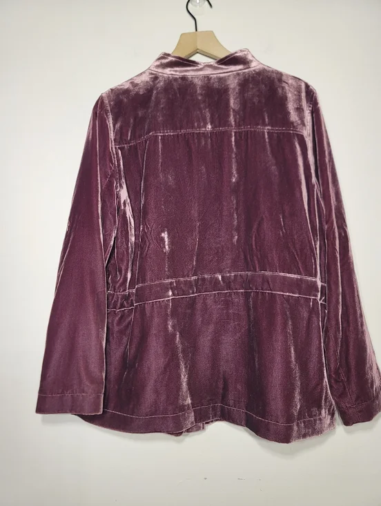 Velvet Muave Utility Jacket Dark Academia Grunge Whimsigoth Sz L Witchy Preppy - Picture 9 of 10